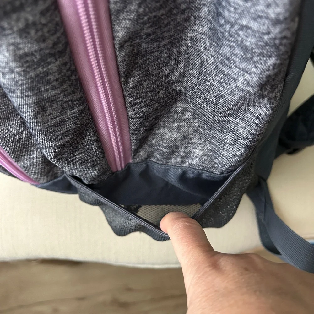 Adidas Gray Backpack with Pink Accents Extra Large Capacity Multiple Pockets